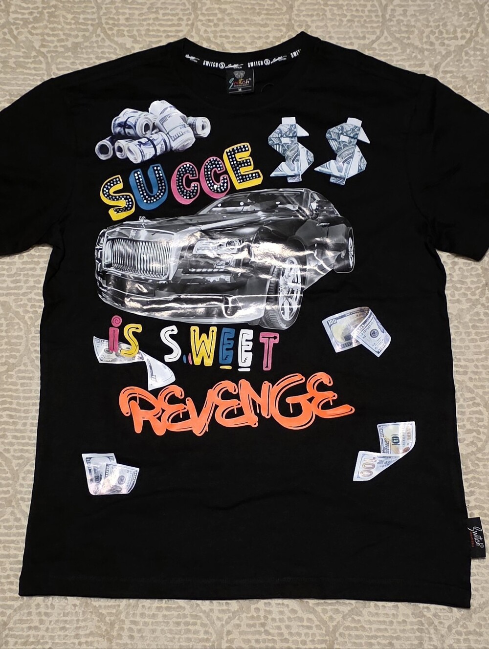 Switch Remarkable "Success Is Sweet Revenge" Rolls Royce Money Tee Mens Medium